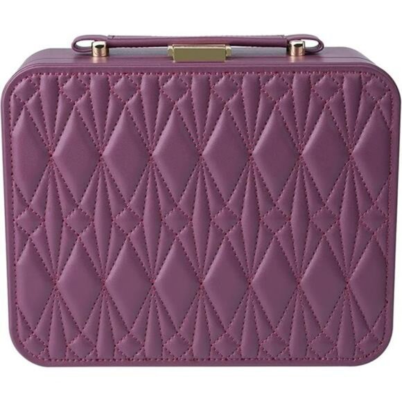 Large Travel Jewelry Box Organizer Case with Handle for Rings Earrings Necklaces - Picture 7 of 7